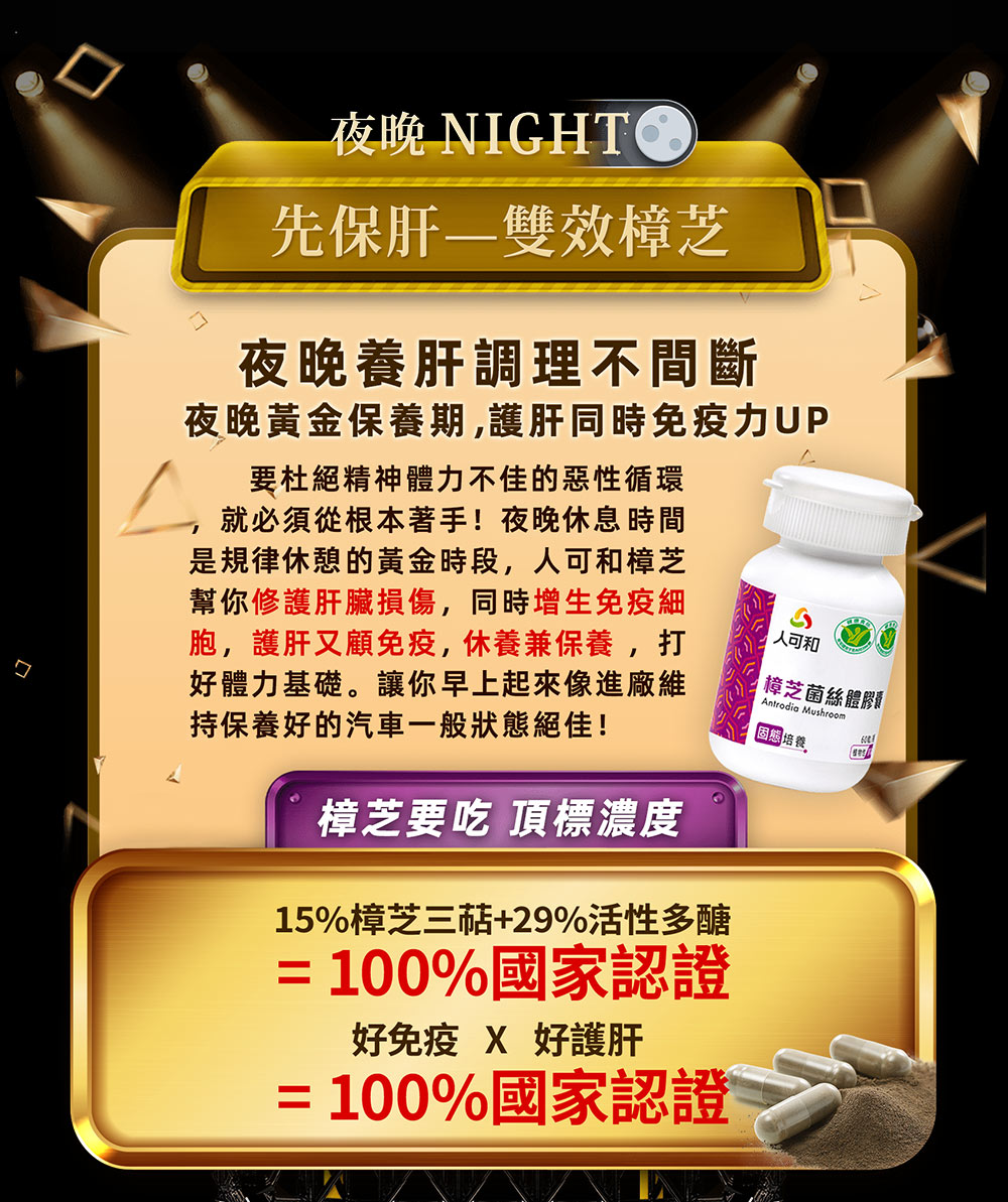 ｜白金夜樟組合 (金薑黃30粒×2 樟芝60粒×1)｜先保肝-雙效樟芝，樟芝要吃頂標濃度，100%國家認證