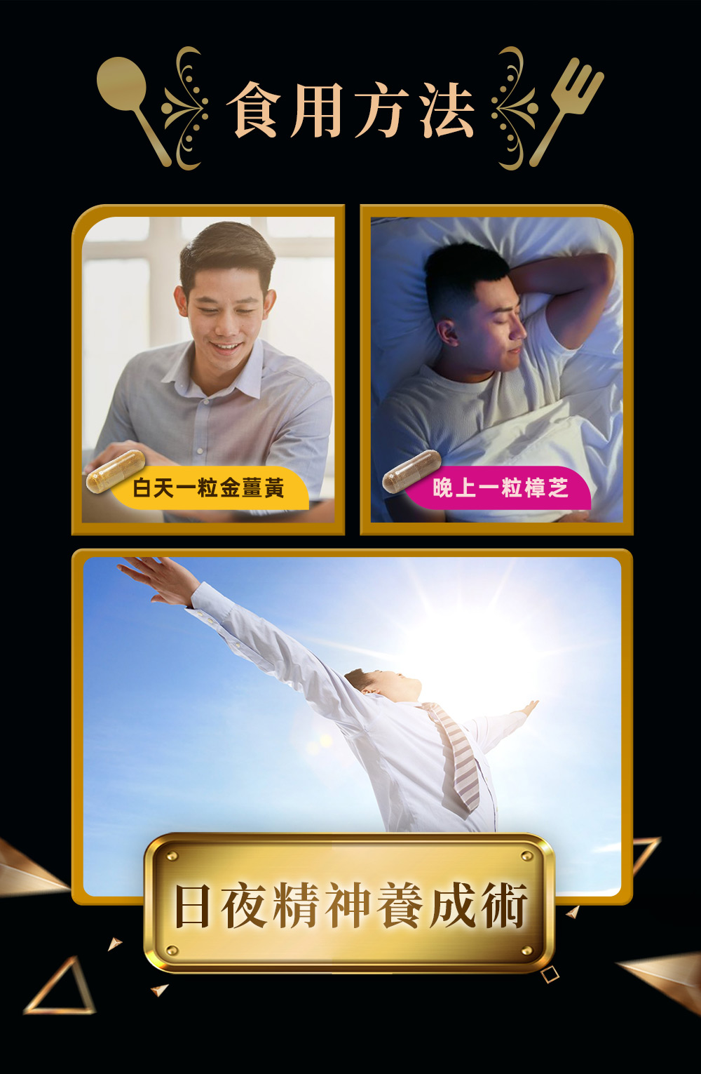 ｜白金夜樟組合 (金薑黃30粒×2 樟芝60粒×1)｜白天調補好精神，夜晚護肝免疫力UP