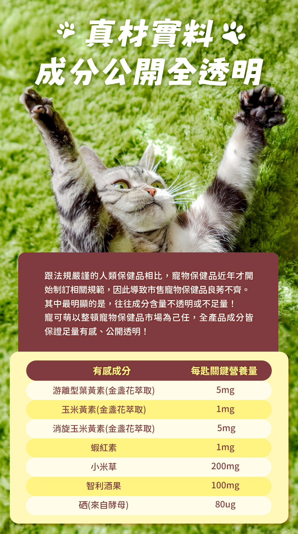 真材實料成分公開全透明
