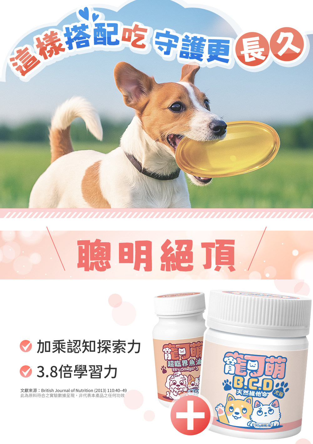 這樣搭配吃守護更長久:聰明絕頂!寵可萌魚油+寵可萌BCD天然維他命