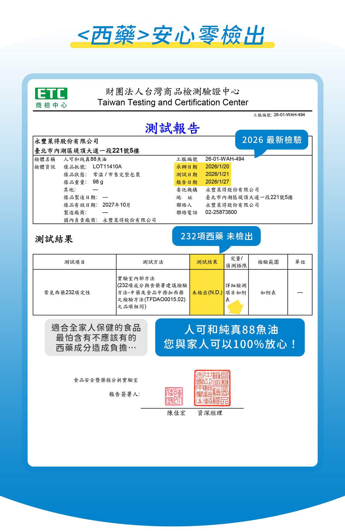 ｜人可和純真88魚油 60粒｜＜西藥>零檢出認證