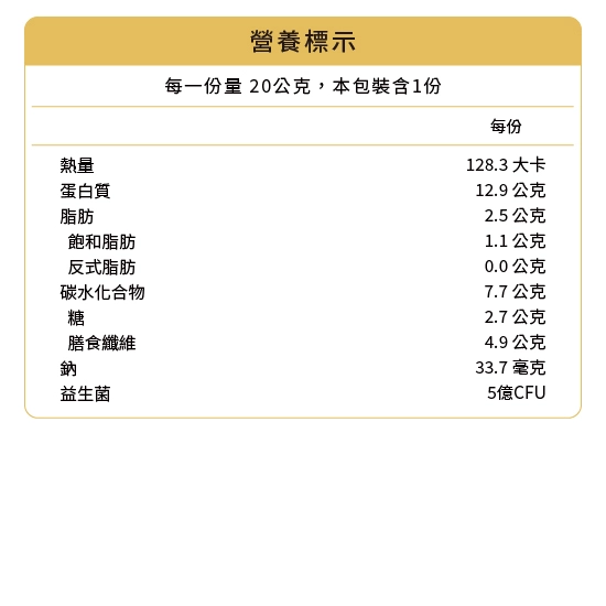寵可萌犬貓骰子雞胸肉優格凍乾營養標示。